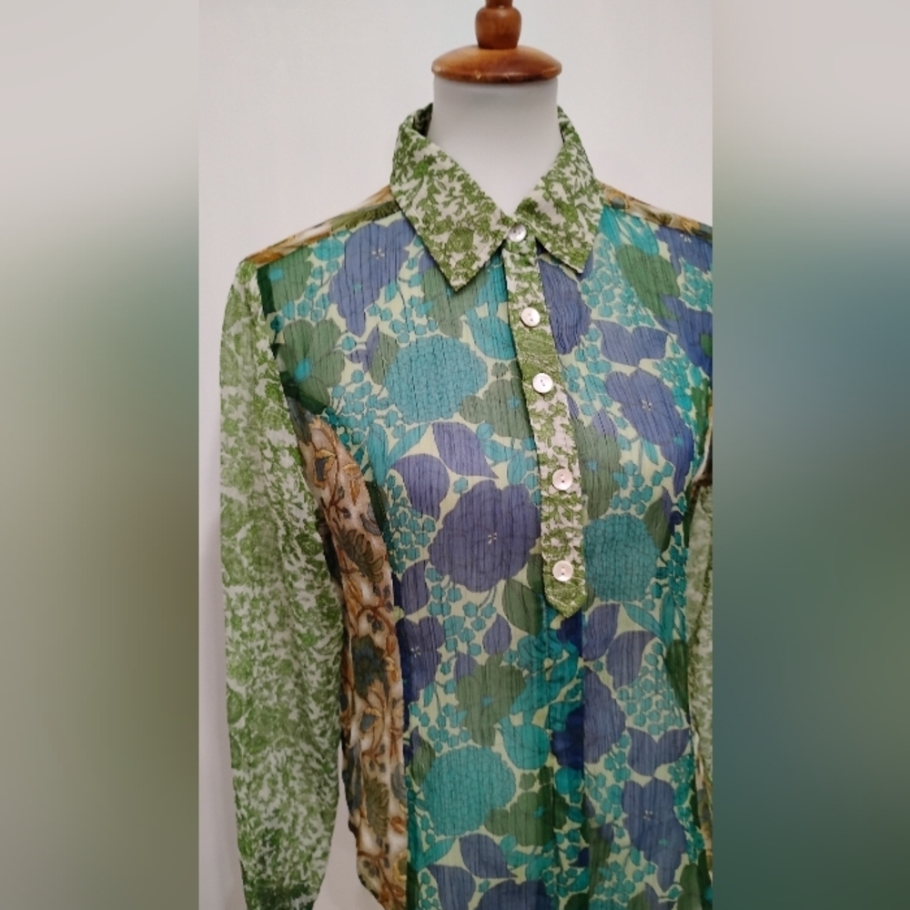 KIKIT POLY CHIFFON PATCHWORK BLOUSE - Picture 8 of 9
